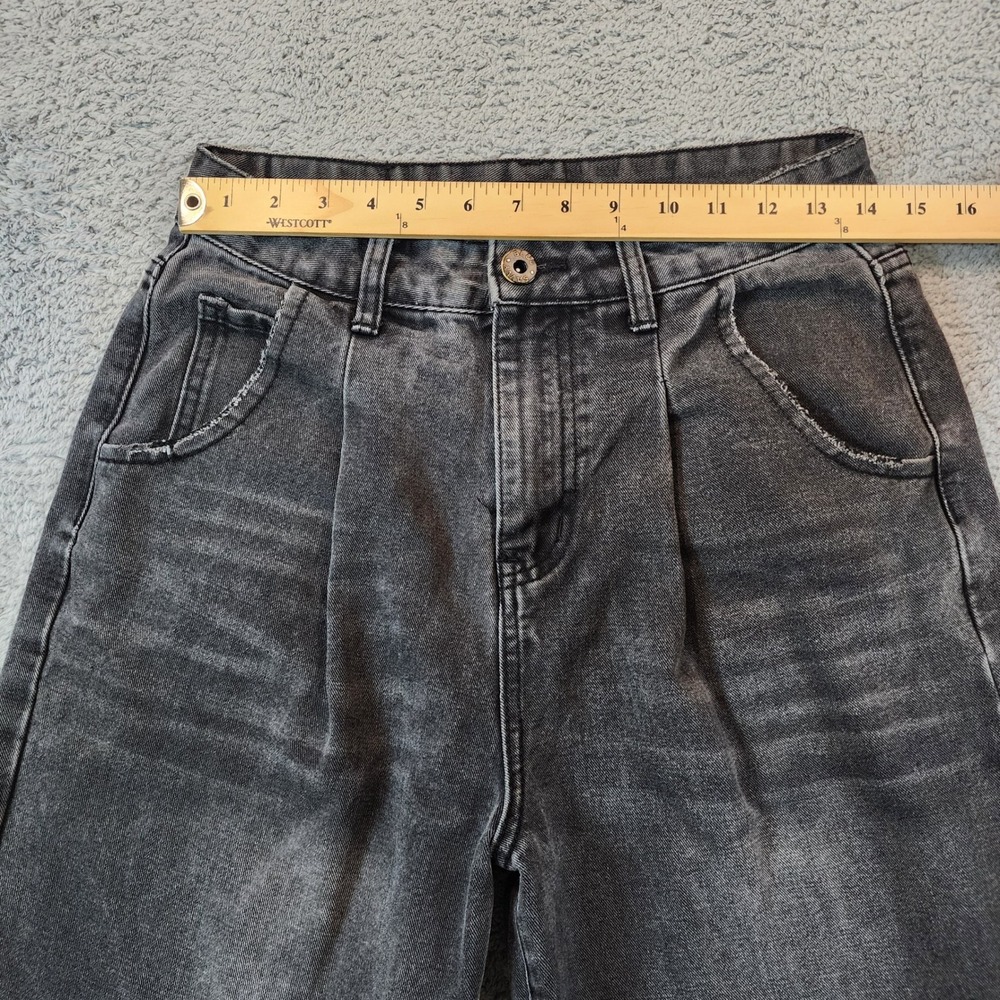 Barrel High Rise Jeans Womens Size 27 Black Curved Leg Loose Baggy Blue Savvy - Picture 6 of 10